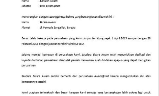Contoh Surat Keterangan Kerja Di Jakarta Untuk Vaksin